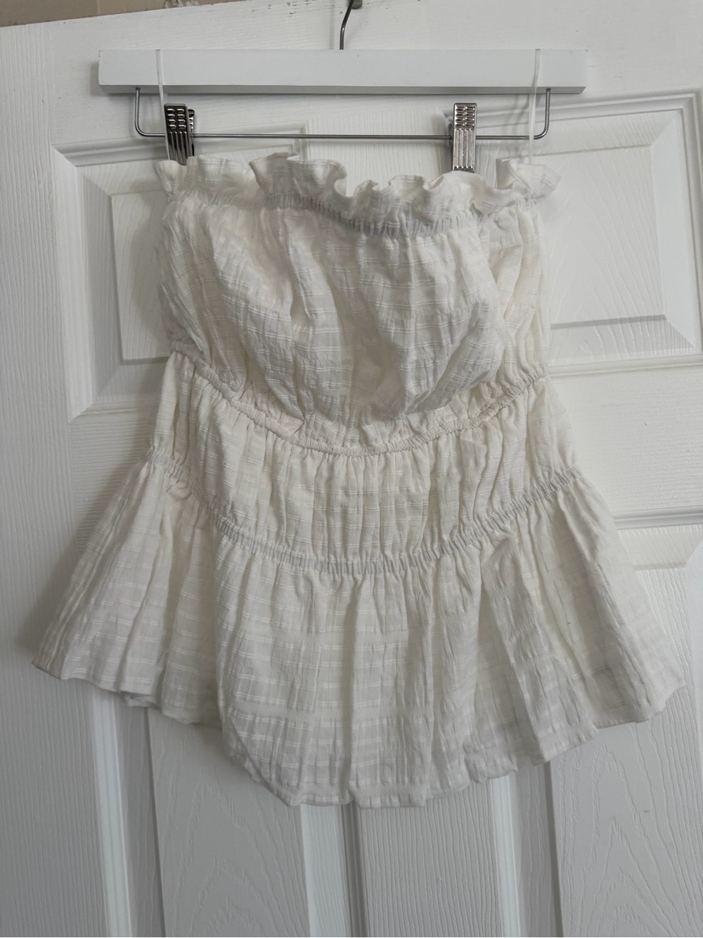 Caroline Constas White Strapless Ruffle Peplum Top - Picture 2 of 5